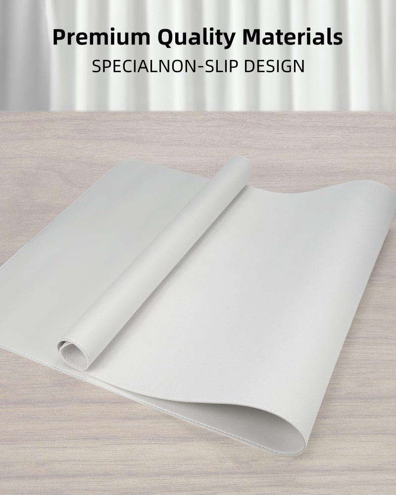 AFIING Non-Slip Desk Pad,Mouse Pad,Waterproof PVC Leather Desk Table Protector,Non-Slip PU Leather Desk Blotter, Easy Clean Laptop Desk Writing Mat for Office Work/Home/Decor(White, 24" x 13.7") - Image 2