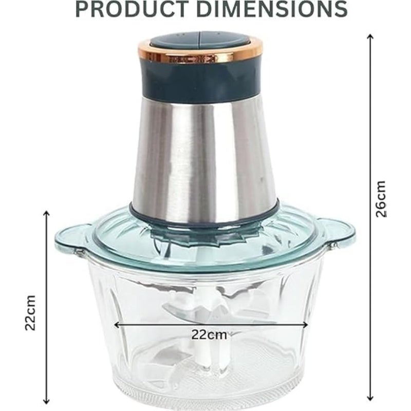 Electric meat grinder food chopper for kitchen use, stainless steel blades, black body, 1000W high-power performance with dual-speed control and 3.5L glass bowl - Image 2