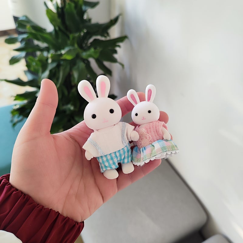 دمية أرنب مع مجموعة بيت الدمى للعب التلبيس، حوض تصفيف أرنب، لعب تمثيل الأدوار هدية عيد الميلاد - Image 3