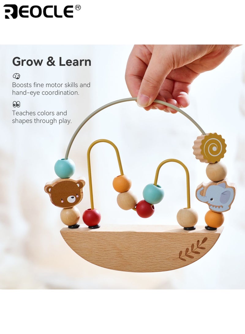 ريوكل لعبة متاهة الخرز للأطفال بتصميم مونتيسوري وميزة مهارات الحركة الدقيقة، لعبة تتبع خشبية للعب التعليمي من أجل تطوير الرضع - Image 3