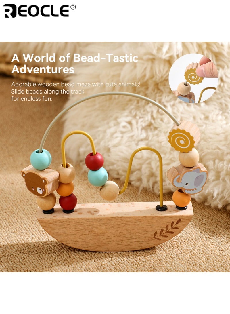 ريوكل لعبة متاهة الخرز للأطفال بتصميم مونتيسوري وميزة مهارات الحركة الدقيقة، لعبة تتبع خشبية للعب التعليمي من أجل تطوير الرضع - Image 2