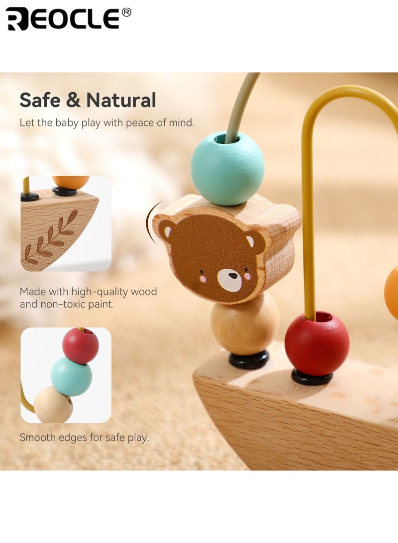 ريوكل لعبة متاهة الخرز للأطفال بتصميم مونتيسوري وميزة مهارات الحركة الدقيقة، لعبة تتبع خشبية للعب التعليمي من أجل تطوير الرضع - Image 4