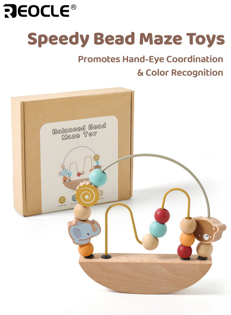 ريوكل لعبة متاهة الخرز للأطفال بتصميم مونتيسوري وميزة مهارات الحركة الدقيقة، لعبة تتبع خشبية للعب التعليمي من أجل تطوير الرضع - Image 1