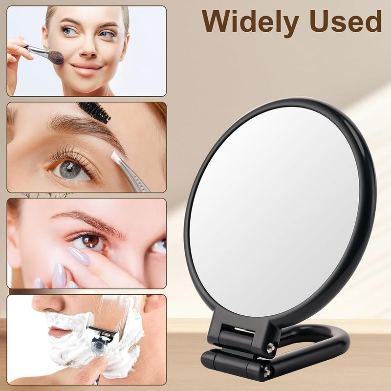 HaveLovely 1X/10X Magnifying Handheld Mirror Double Sided, Foldable Black Travel Makeup Mirror, Adjustable Rotation Pedestal, Multi-Use Hand/Hanging/Desk Vanity Mirror - Image 3