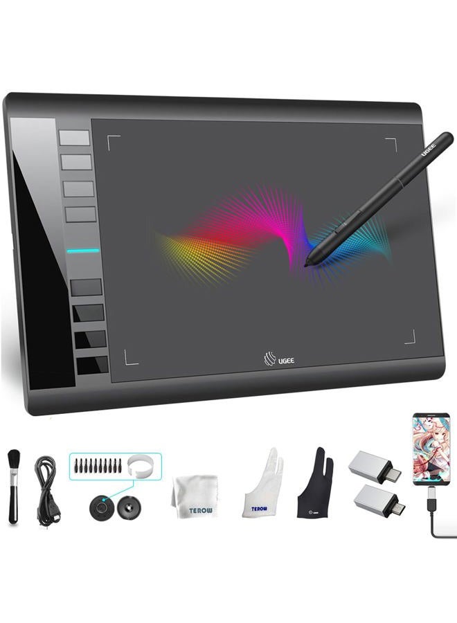 Ugee Graphics Tablet M708 Android Supported 10 x 6 inch Large Active Area Drawing Tablet with 8 Hot Keys 8192 Levels Pen Compatible with Windows 10/8/7 Mac Os Artist Designer Amateur - Image 1