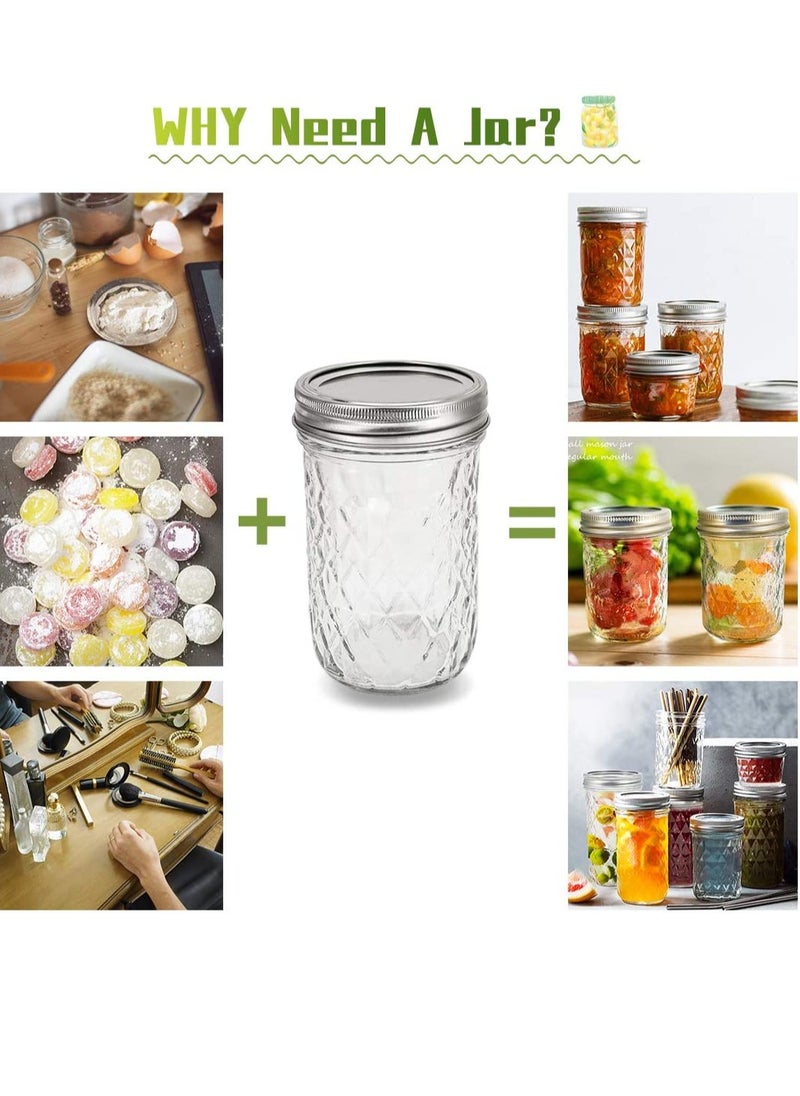 SYOSI Ma son Jars with Lids and Bands, Ball Regular Mouth Ma son Jars, Quilted Crystal Jars Ideal for Jams, Jellies, Conserves, Preserves, Fruit Syrups, Chutneys, and Pizza Sauce  - Image 3