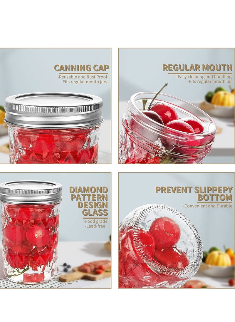 SYOSI Ma son Jars with Lids and Bands, Ball Regular Mouth Ma son Jars, Quilted Crystal Jars Ideal for Jams, Jellies, Conserves, Preserves, Fruit Syrups, Chutneys, and Pizza Sauce  - Image 4
