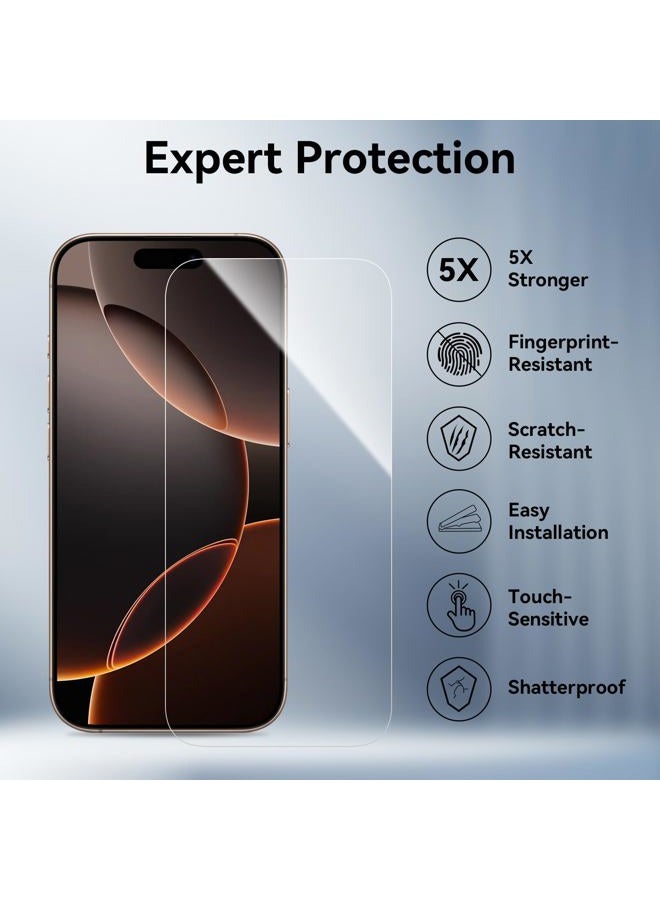 ImpactStrong Shatterproof Tempered Glass Screen Protector for iPhone 16 Pro [Easy Installation Frame] [Bubble Free] [9H Hardness] [Full Coverage] Case Friendly, 6.3 Inch - (3-Pack) - Image 5