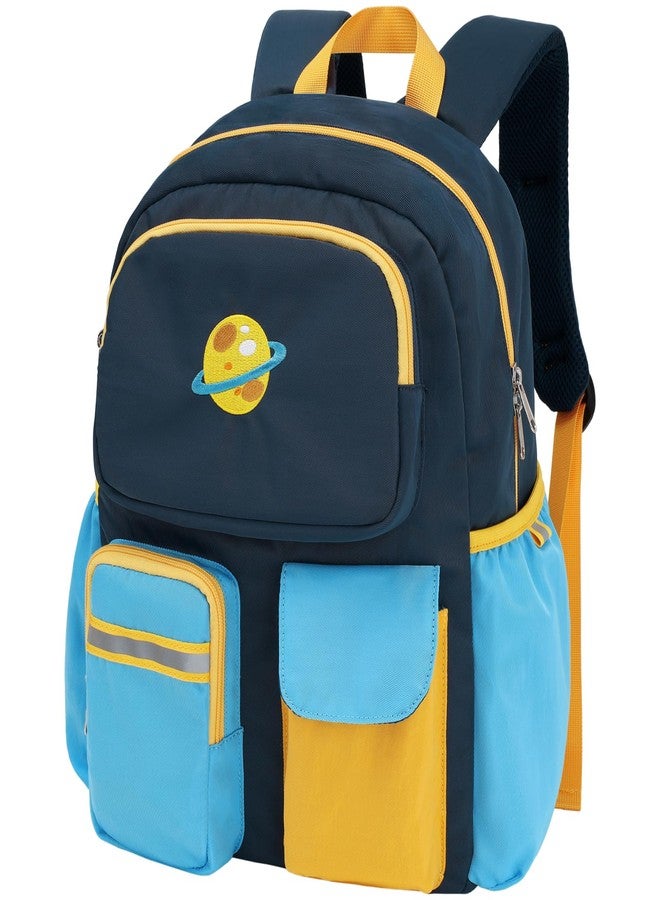 BrainyBees 15 Inch Kids Backpack - Preschool Backpack for Kids 3 to 8, Lightweight Kindergarten Backpack for Boys, 01 Dark Blue, 15 Inch, Backpack - Image 1