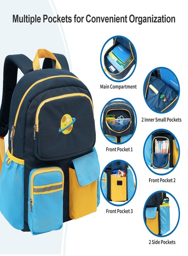 BrainyBees 15 Inch Kids Backpack - Preschool Backpack for Kids 3 to 8, Lightweight Kindergarten Backpack for Boys, 01 Dark Blue, 15 Inch, Backpack - Image 5