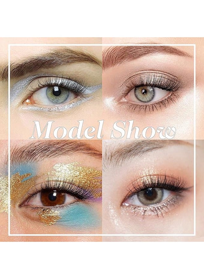 Half Lashes Natural Cat Eye False Lashes， Wispy Fluffy Faux Mink Lashes，Crisscross Multi-layers 3D Fake Eyelashes 7 Pairs Pack - Image 4