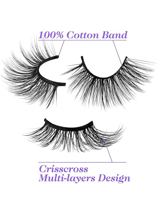 Half Lashes Natural Cat Eye False Lashes， Wispy Fluffy Faux Mink Lashes，Crisscross Multi-layers 3D Fake Eyelashes 7 Pairs Pack - Image 5