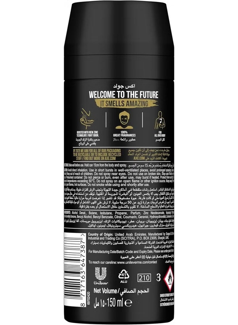 Axe Gold Deodorant Body Spray for Men 6 x 150ml - Image 5