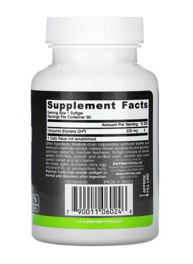 jarrow formulas Ubiquinol QHAbsorb 200 mg 30 Softgels - Image 2