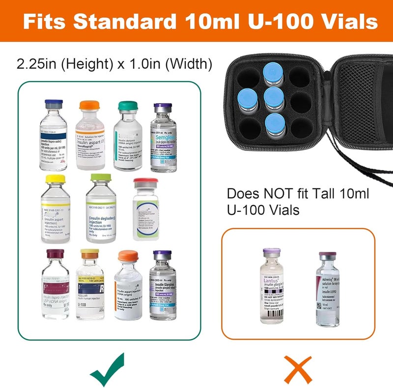 ELLDOO Insulin Fridge Holder Storage Carrying Case Insulin Vial Organizer Bag Fits Standard 10ml U100 Vials 9 Slots Travel Reliable Vial Protector Bag with Removable Slot FoamDeep Blue Only Case - Image 4