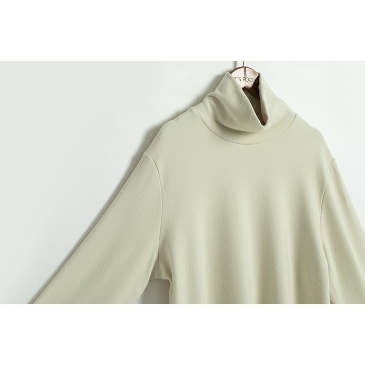 Oversized Fit·Stacked Collar With Side Slits·Super Soft Double-Sided Fleece Loose Turtleneck Long-Sleeve T-Shirt - Image 4