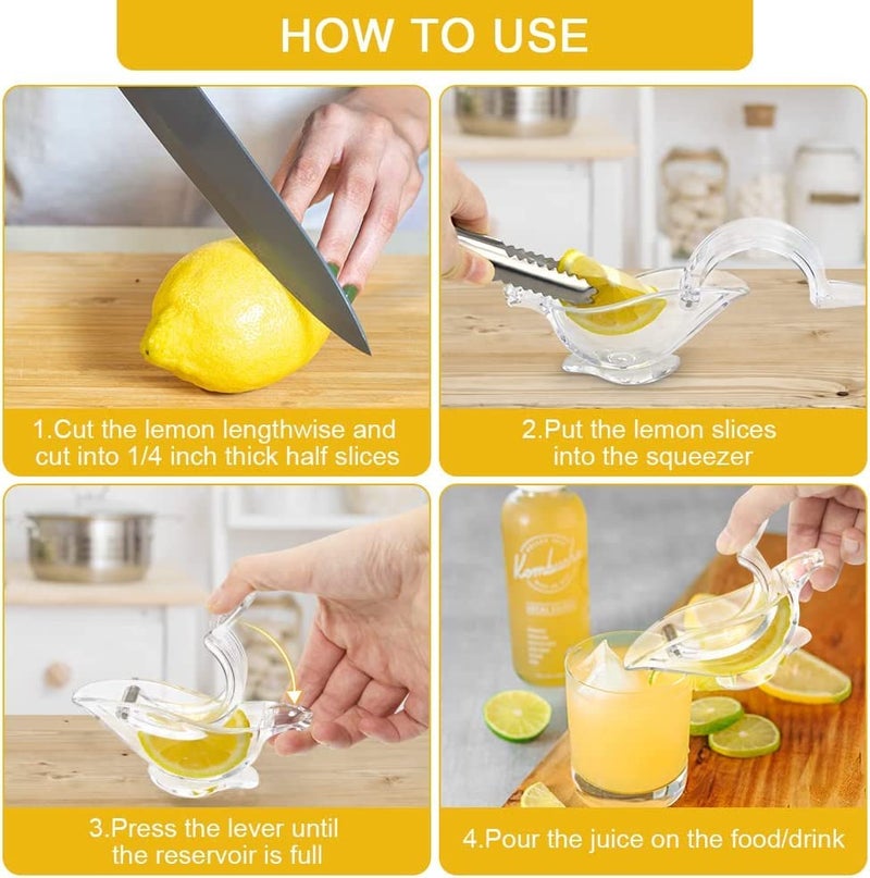 KAHAAN Manual Lemon Squeezer Orange Fruit Hand Juicer Kitchen Acrylic Clips Tools Glass Acrylic crystal Press Juicer Kitchen Tools Dinner Plate Elegance Press Bird Lemon Lime Squeezer Pack Of 2 - Image 4