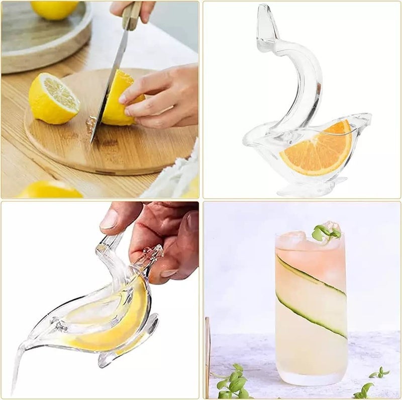 KAHAAN Manual Lemon Squeezer Orange Fruit Hand Juicer Kitchen Acrylic Clips Tools Glass Acrylic crystal Press Juicer Kitchen Tools Dinner Plate Elegance Press Bird Lemon Lime Squeezer Pack Of 2 - Image 2