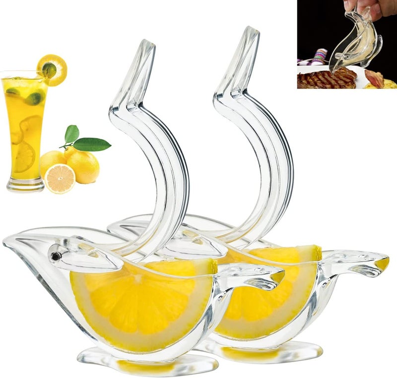 KAHAAN Manual Lemon Squeezer Orange Fruit Hand Juicer Kitchen Acrylic Clips Tools Glass Acrylic crystal Press Juicer Kitchen Tools Dinner Plate Elegance Press Bird Lemon Lime Squeezer Pack Of 2 - Image 1