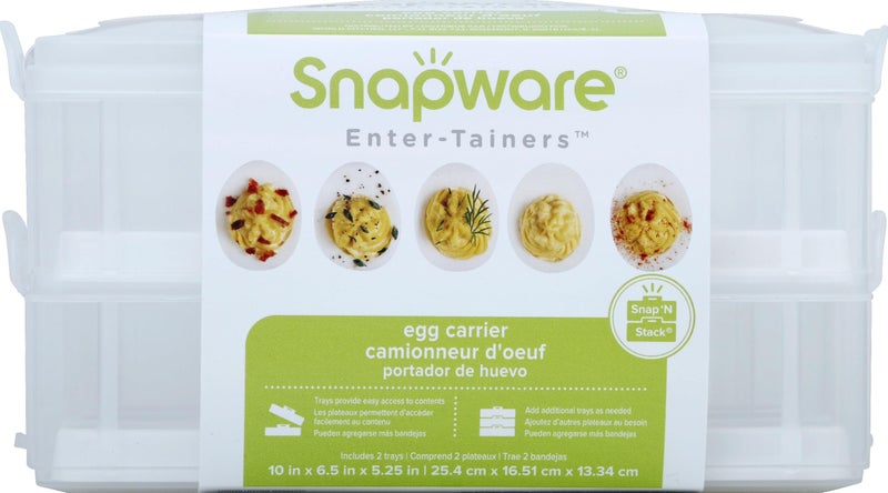 Snapware (2-Layer, 24 Eggs) Plastic Detachable Deviled Egg Carrier Storage Container With Lid and Handle, Freezer Dishwasher Microwave Safe - Image 3