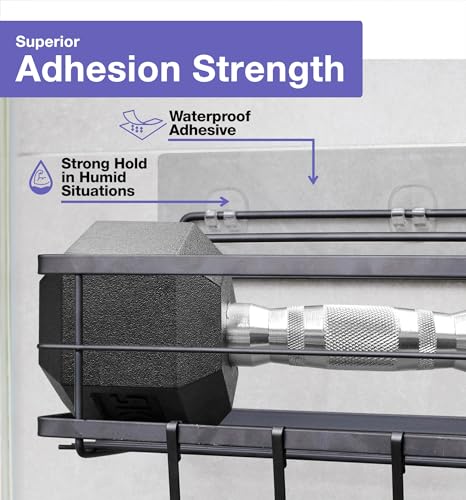 KINCMAX 2-Pack Strong Sticky Waterproof Heavy-Duty Wall Adhesives, Shower Caddy Adhesive Replacement Stickers, No-Trace Wall Adhesives Hook Strip for Shower Caddy, Kitchen Racks, Bathroom Shelf - Image 2