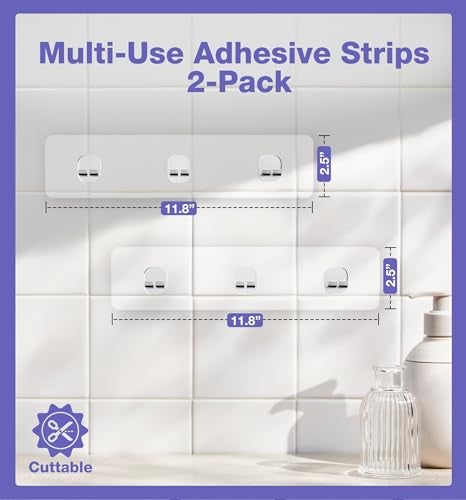 KINCMAX 2-Pack Strong Sticky Waterproof Heavy-Duty Wall Adhesives, Shower Caddy Adhesive Replacement Stickers, No-Trace Wall Adhesives Hook Strip for Shower Caddy, Kitchen Racks, Bathroom Shelf - Image 3