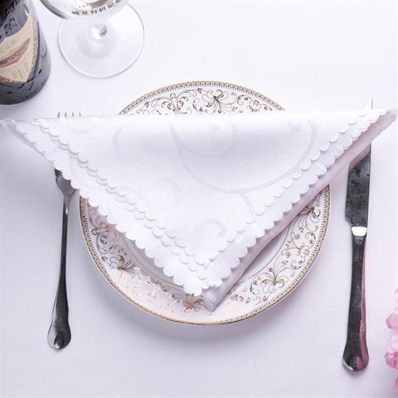 cheekyglo Table Napkin Stripes Soft Square Reusable Dinner Napkins for Home Dinning Hotel Banquet,White - Image 2