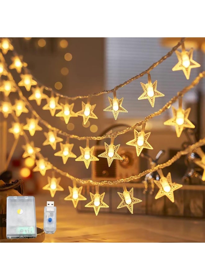 سلسلة أضواء رمضان بطول 10 أمتار و80 مصباح LED، تعمل بالبطارية ومنفذ USB، أضواء زينة متعددة الاستخدامات، مقاومة للماء للاستخدام الداخلي والخارجي، مناسبة للمنزل وحفلات الزفاف والتخييم وشهر رمضان. - Image 1