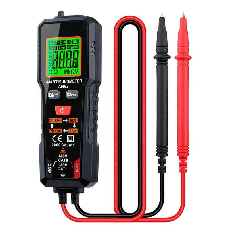 Portable AN93 Multimeter Handheld with LED Flashlight & Accurate Voltages Measurement Auto Ranges Intelligent Multimeter - Image 4