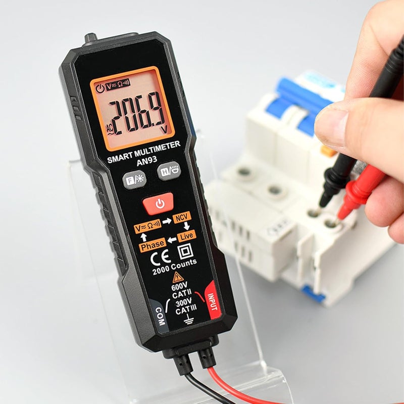 Portable AN93 Multimeter Handheld with LED Flashlight & Accurate Voltages Measurement Auto Ranges Intelligent Multimeter - Image 2