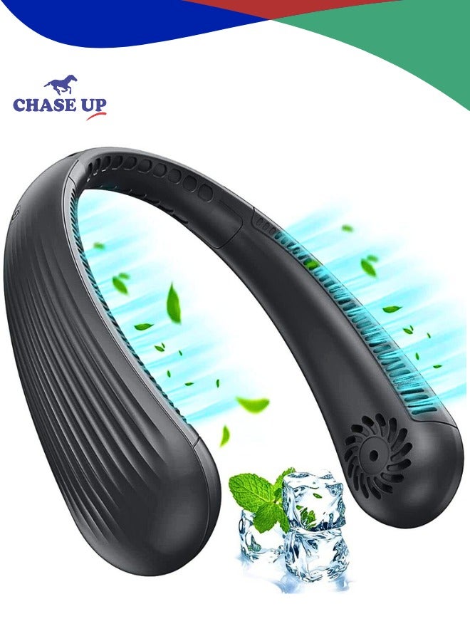 تشيس اب مروحة رقبة، مروحة رقبة محمولة قابلة لإعادة الشحن، 2000 مللي أمبير/ساعة، مروحة رقبة قابلة للارتداء بدون شفرات، مخرج هواء 360 درجة، وقت عمل أقصى 10 ساعات، مروحة رقبة بدون شفرات بدون استخدام اليدين، 3 سرعات، للسفر، في الهواء الطلق (ألوان متعددة) - Image 1