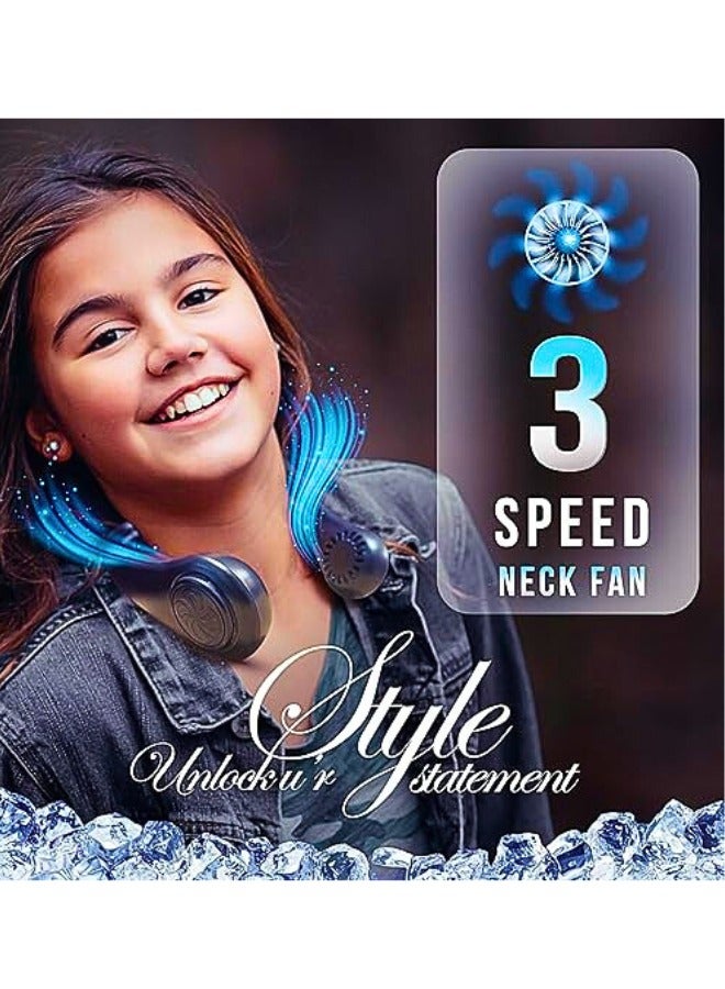 تشيس اب مروحة رقبة، مروحة رقبة محمولة قابلة لإعادة الشحن، 2000 مللي أمبير/ساعة، مروحة رقبة قابلة للارتداء بدون شفرات، مخرج هواء 360 درجة، وقت عمل أقصى 10 ساعات، مروحة رقبة بدون شفرات بدون استخدام اليدين، 3 سرعات، للسفر، في الهواء الطلق (ألوان متعددة) - Image 3