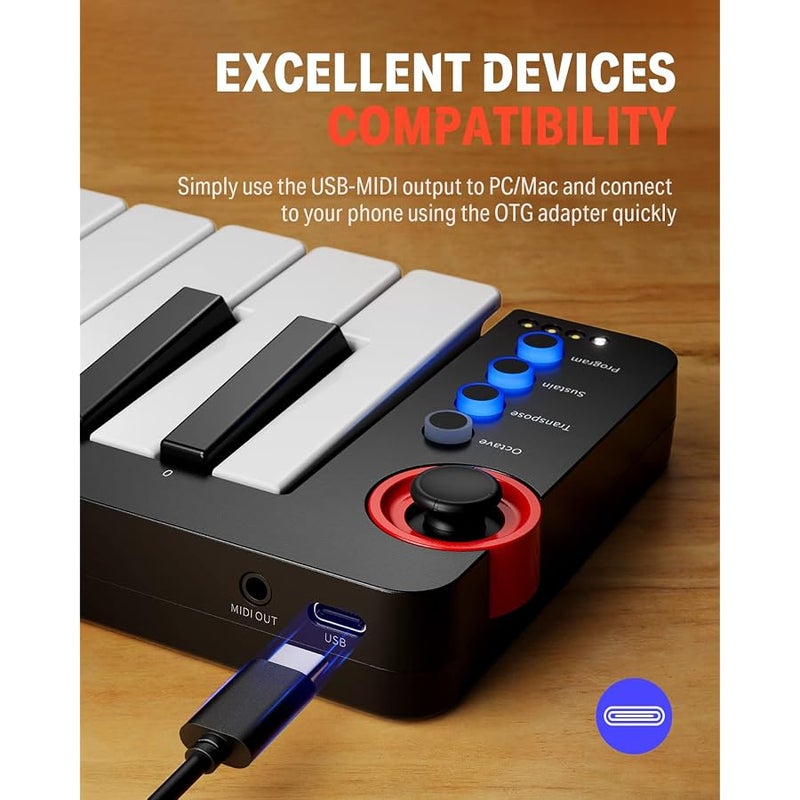 Donner Mini MIDI Keyboard, N-25 25 Key MIDI Controller for Beginner with Velocity-Sensitive Mini Keys&Light-up Rocker&Music Production Software, Small Controlador MIDI with 40 Teaching Courses - Image 4