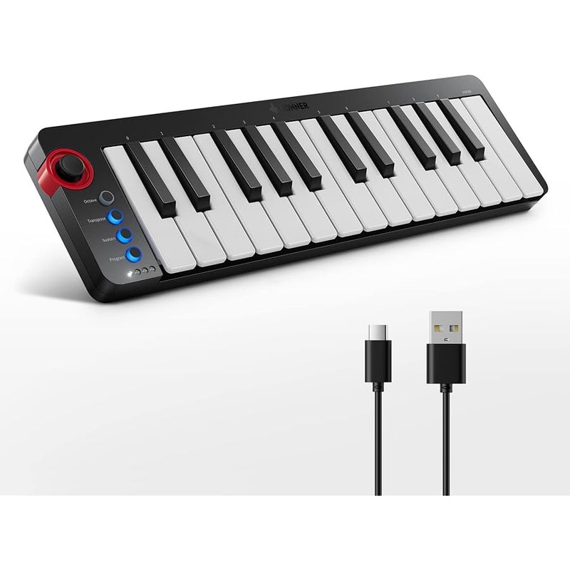 Donner Mini MIDI Keyboard, N-25 25 Key MIDI Controller for Beginner with Velocity-Sensitive Mini Keys&Light-up Rocker&Music Production Software, Small Controlador MIDI with 40 Teaching Courses - Image 1