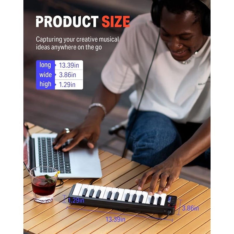 Donner Mini MIDI Keyboard, N-25 25 Key MIDI Controller for Beginner with Velocity-Sensitive Mini Keys&Light-up Rocker&Music Production Software, Small Controlador MIDI with 40 Teaching Courses - Image 3