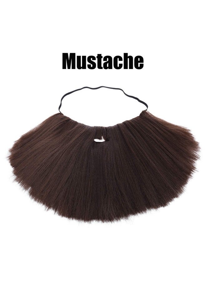 BERON Mens Brown Wigs Long Curly Hair Wig With Mustache Heat Resistant Synthetic Wig Halloween Cosplay Costume Party Daily Wigs - Image 5