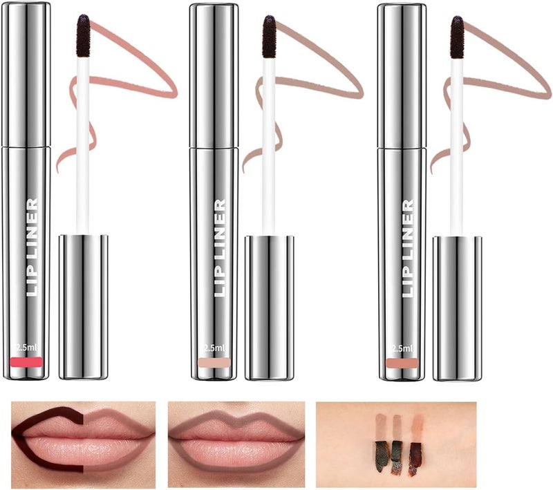 3 Pcs Peel Off Lip Stain Liner Tattoo Lip Liner Set Matte Waterproof LongLasting Lip Tint Highly Pigmented Lip Liner for Defined Full Lips SmudgeProof Lip Makeup