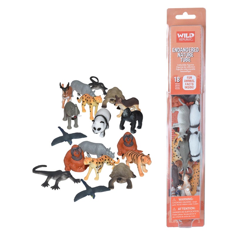 Wild Republic Endangered Animals Nature Tube Toy Figures Kids Gifts Panda Rhino Tiger and more 18 Piece Set - Image 2