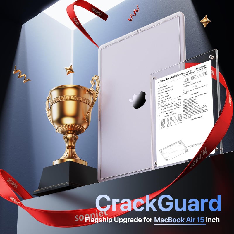 Soonjet CrackGuard for MacBook Air 15 inch Case | M5 M4 M3 M2 2026 2025-2023 | Anti-Crack Upgrade | Thinner, Lighter, Tougher | Anti Fingerprint & Scratch | Hard Shell Laptop Cover | Matte Clear - Image 2