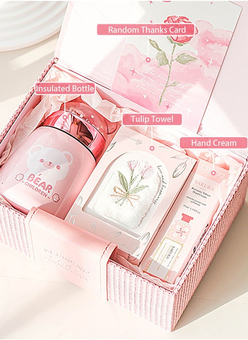 Generic Birthday gift for Ladies Handmaid of honor gift box Wedding gift Bride Wedding Insulated Bottle Tulip Towel Hand Cream - S20  - Image 1