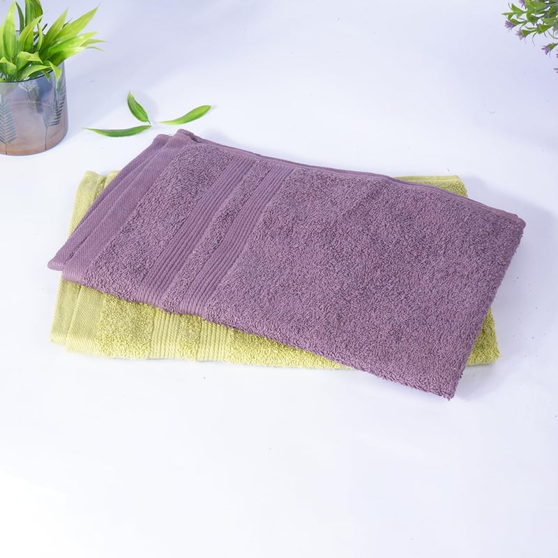 Kuber Industries Kuber Industries 525 GSM Cotton Hand Towels |Super Soft, Quick Absorbent & Anti-Bacterial|Gym & Workout Towels|Pack of 2 (Purple & Green)  - Image 2