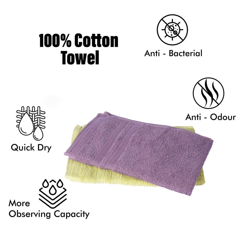 Kuber Industries Kuber Industries 525 GSM Cotton Hand Towels |Super Soft, Quick Absorbent & Anti-Bacterial|Gym & Workout Towels|Pack of 2 (Purple & Green)  - Image 5