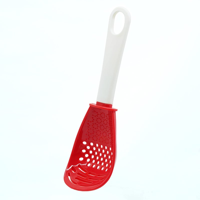 Ouboda 6 in 1 Multifunctional cooking gadgets 356F Heat Resistant kitchen gadgets Egg Separator Cooking Draining Mashing Grating Cooking spoon red