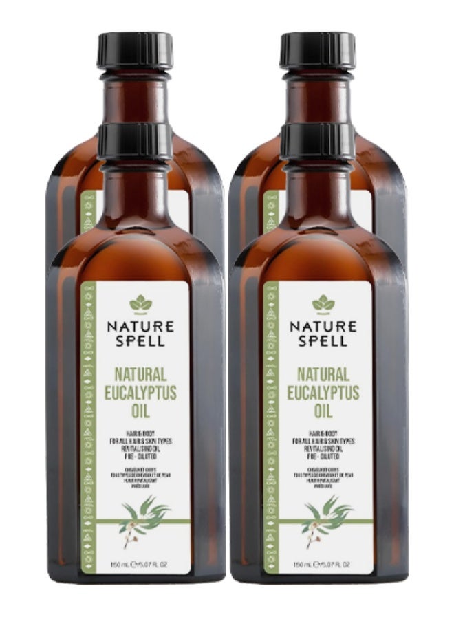 Nature Spell 4 Pieces Natural Eucalyptus Hair And Body Oil For All Hair And Skin Types Evitalising Oil Pre Diluted 150ml - Image 1