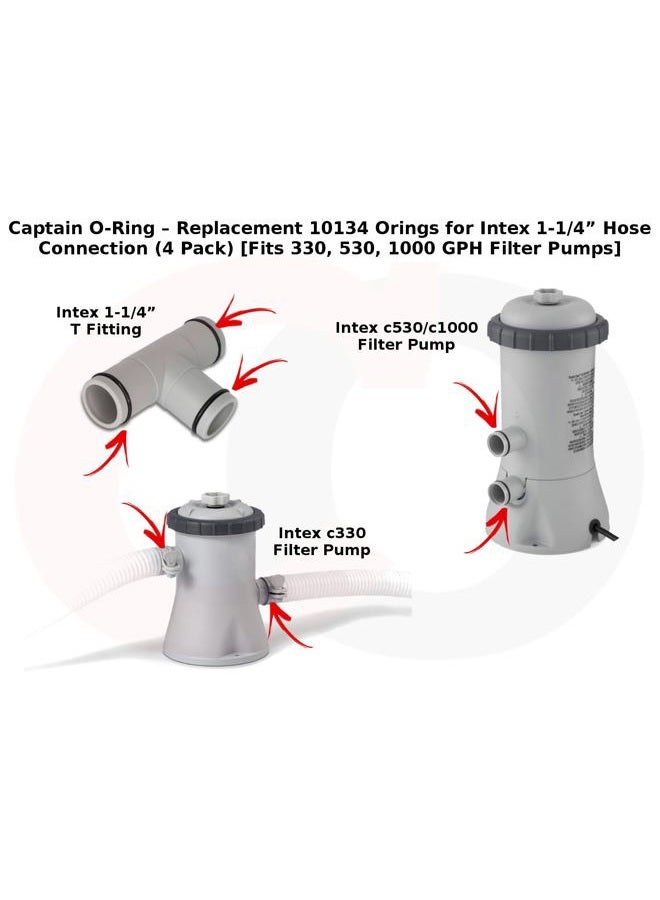 Captain O-Ring استبدال 10134 حلقات O لـ Intex 1-1/4" اتصال خرطوم (عبوة 4) [تناسب مضخات الفلترة 330، 530، 1000 GPH] - Image 3