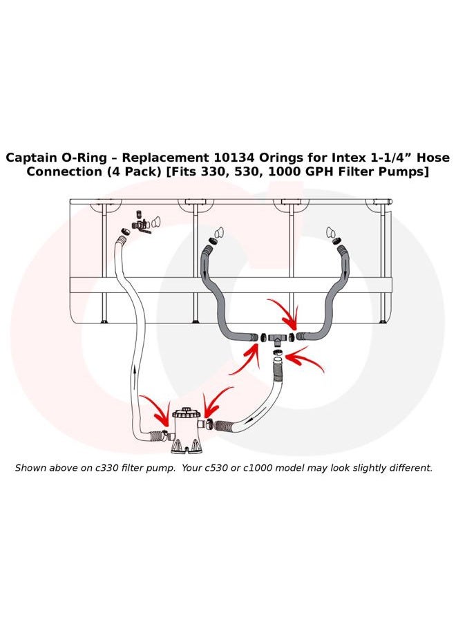 Captain O-Ring استبدال 10134 حلقات O لـ Intex 1-1/4" اتصال خرطوم (عبوة 4) [تناسب مضخات الفلترة 330، 530، 1000 GPH] - Image 4