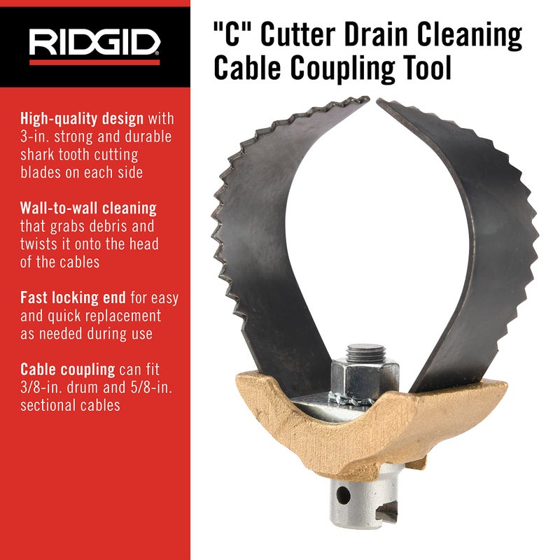 RIDGID 52822 Model T-232 H-D 3" "C" Cutter Cable Coupling Drain Cleaning Tool - Image 2