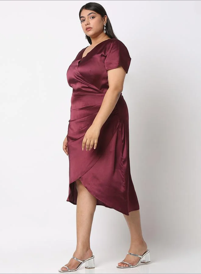 Mish Satin Wrap Midi Dress