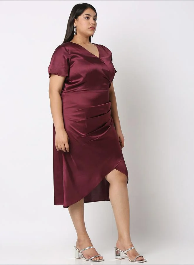 Mish Satin Wrap Midi Dress