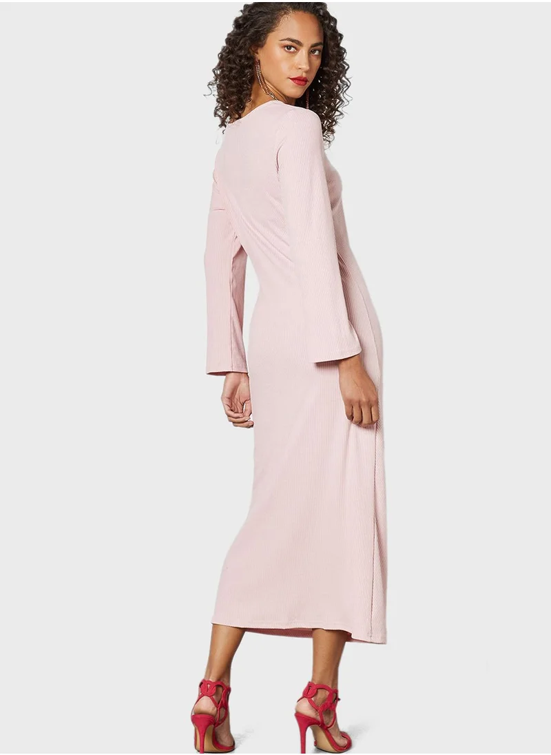 SIVVI for HANIYA Ribbed Knitted Tie Detail Dress
